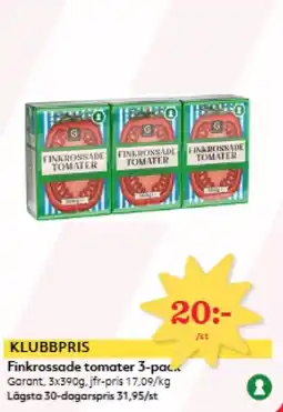 Hemköp Finkrossade tomater 3-pac.. erbjuda