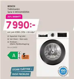 Elon BOSCH Tvättmaskin Serie 6 WGG244ZOSN erbjuda