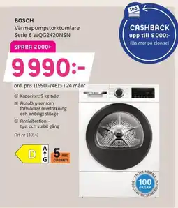 Elon BOSCH Värmepumpstorktumlare Serie 6 WQG2420NSN erbjuda