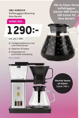 Elon OBH NORDICA Kaffebryggare Blooming Rosa Bandet erbjuda