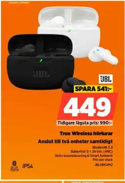 Power JBL True Wireless hörlurar erbjuda