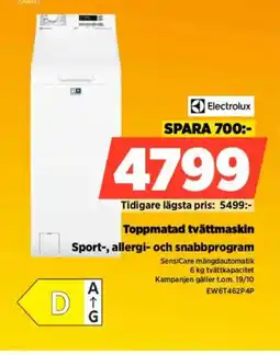 Power Electrolux Toppmatad tvättmaskin erbjuda