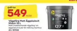 Byggmax Väggfärg Matt Äggskalsvit Midun 10 L, SEK 549 erbjuda