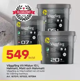 Byggmax Väggfärg Vit Midun 10 L Helmatt, Matt och Halvmatt, SEK 549 erbjuda
