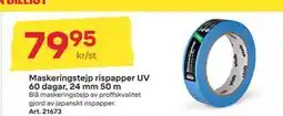 Byggmax Maskeringstejp rispapper UV 60 dagar, 24 mm 50 m, SEK 79.95 erbjuda