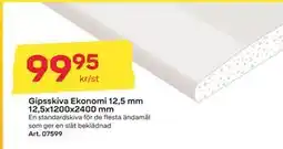 Byggmax Gipsskiva Ekonomi 12,5 mm 12,5x1200x2400 mm, SEK 99.95 erbjuda