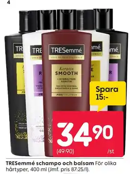 Rusta TRESEMME schampo och balsam erbjuda