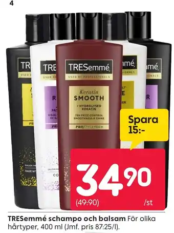 Rusta TRESEMME schampo och balsam erbjuda