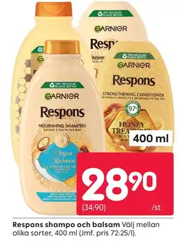 Rusta GARNIER Respons shampo och balsam erbjuda