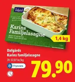 Lidl Dafgårds Karins familjelasagne, SEK 79.9 erbjuda