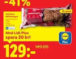 Lidl Chef Select Nötfärsburgare, Pris i appen erbjuda