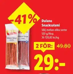 Lidl Dulano Snacksalami, SEK 29 erbjuda