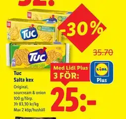 Lidl Tuc Salta kex, Pris i appen erbjuda