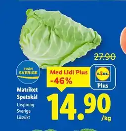 Lidl Matriket Spetskål, Pris i appen erbjuda