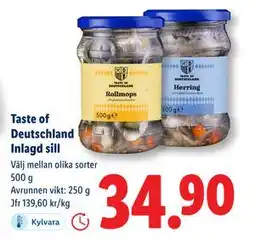 Lidl Taste of Deutschland Inlagd sill, SEK 34.9 erbjuda