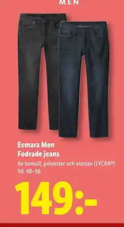 Lidl Esmara Men Fodrade jeans, SEK 149 erbjuda