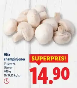 Lidl Vita champinjoner, SEK 14.9 erbjuda