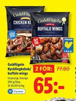 Lidl Guldfågeln Kycklingkebab/ buffalo wings, SEK 65 erbjuda