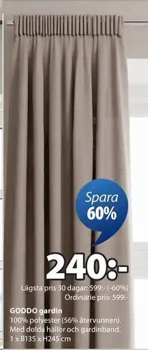 JYSK GODDO gardin, SEK 240 erbjuda