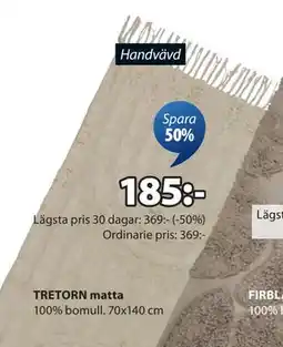JYSK TRETORN matta, SEK 185 erbjuda