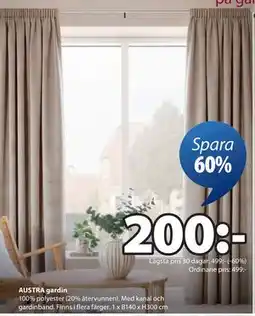 JYSK AUSTRA gardin, SEK 200 erbjuda