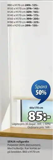 JYSK SENJA rullgardin erbjuda