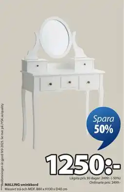 JYSK MALLING sminkbord, SEK 1250 erbjuda