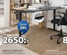 JYSK SVANEKE höj- och sänkbart skrivbord, SEK 2650 erbjuda