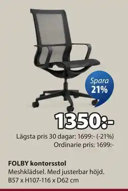 JYSK FOLBY kontorsstol, SEK 1350 erbjuda