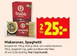 ICA Kvantum Kungsörnen Makaroner, Spaghetti erbjuda