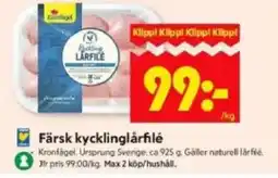 ICA Kvantum Kronfågel Färsk kycklinglårfilé erbjuda