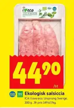 ICA Kvantum ICA Ekologisk salsiccia erbjuda