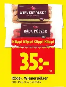 ICA Kvantum GÖL Röde-, Wienerpölser erbjuda