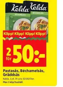 ICA Kvantum Kelda Pastasås, Béchamelsås, Gräddsås erbjuda
