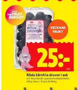 ICA Kvantum ICA Röda kärnfria druvor i ask erbjuda
