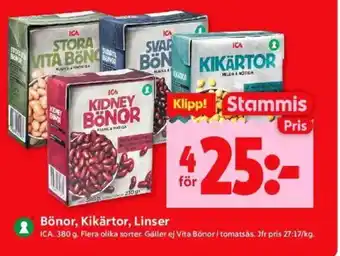 ICA Bönor, Kikärtor, Linser
