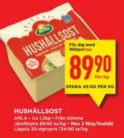 Willys ARLA Hushållsost erbjuda