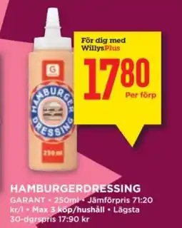 Willys GARANT Hamburgerdressing erbjuda