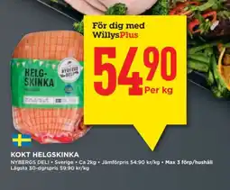 Willys NYBERGS DELI Kokt helgskinka erbjuda