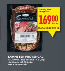 Willys FÅDDMAN Lammstek provencal erbjuda