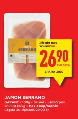 Willys GARANT Jamon serrano erbjuda