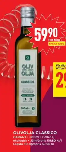 Willys GARANT Olivolja classico erbjuda