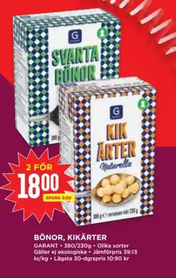 Willys GARANT Bönor, kikärter erbjuda
