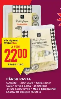 Willys GARANT Färsk pasta erbjuda