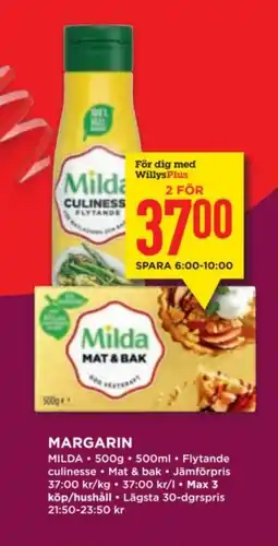 Willys MILDA Margarin erbjuda