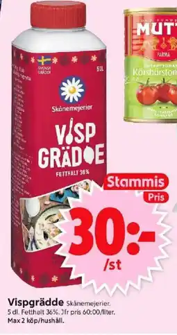 ICA Supermarket SKÅNEMEJERIER Vispgrädde erbjuda