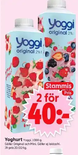 ICA Supermarket YOGGI Yoghurt erbjuda