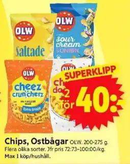 ICA Supermarket OLW Chips, ostbågar erbjuda