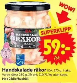 ICA Supermarket ICA Handskalade räkor erbjuda
