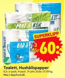 ICA Supermarket ICA Toalett, hushållspapper erbjuda
